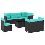vidaXL Salon de jardin 9 Pièces avec coussins noir résine tressée