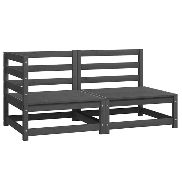 vidaXL Salon de jardin 2 Pièces gris bois de pin massif