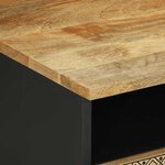 vidaXL Table basse noir 80x54x40 cm bois massif de manguier brut