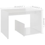 vidaXL Table d'appoint Blanc brillant 59x36x38 cm Aggloméré