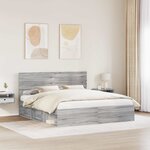 vidaXL Cadre de lit Gris Sonoma 200 x 200 cm Pin massif
