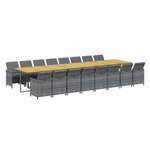 vidaXL Ensemble à manger de jardin 17 Pièces et coussins résine tressée