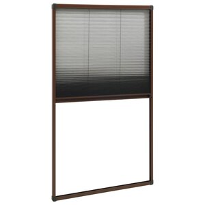 vidaXL Moustiquaire plissée pour fenêtre Aluminium Marron 80x160 cm