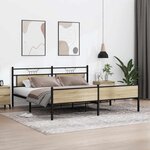 vidaXL Cadre de lit en métal sans matelas chêne sonoma 193x203 cm