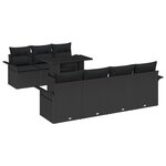 vidaXL Ensemble de canapé de jardin avec coussin 8 Pièces Noir Poly rotin