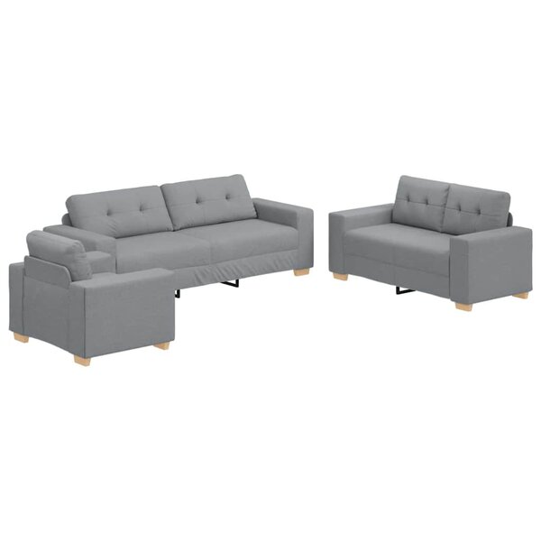 vidaXL Ensemble de Canapés avec coussin avec oreiller 3 Pièces Gris tissu