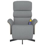 vidaXL Fauteuil inclinable de massage et repose-pieds gris clair tissu
