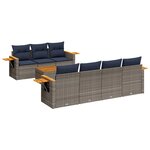 vidaXL Salon de jardin 8 Pièces avec coussins gris résine tressée