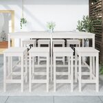 vidaXL Ensemble de bar de jardin 9 Pièces blanc bois de pin massif