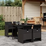 vidaXL Ensemble à manger de jardin coussins 5Pièces Noir Résine tressée