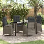 vidaXL Set de 5 de Mobilier de Jardin avec Coussins Gris Poly Rattan