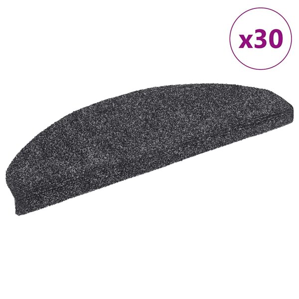 vidaXL Tapis d'escalier autocollants 30 pièces 65 x 21 x 4 cm Gris foncé Demi-rond Grand