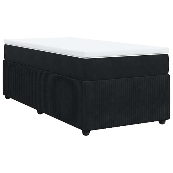 vidaXL Sommier à lattes de lit avec matelas Noir 90x200 cm Velours