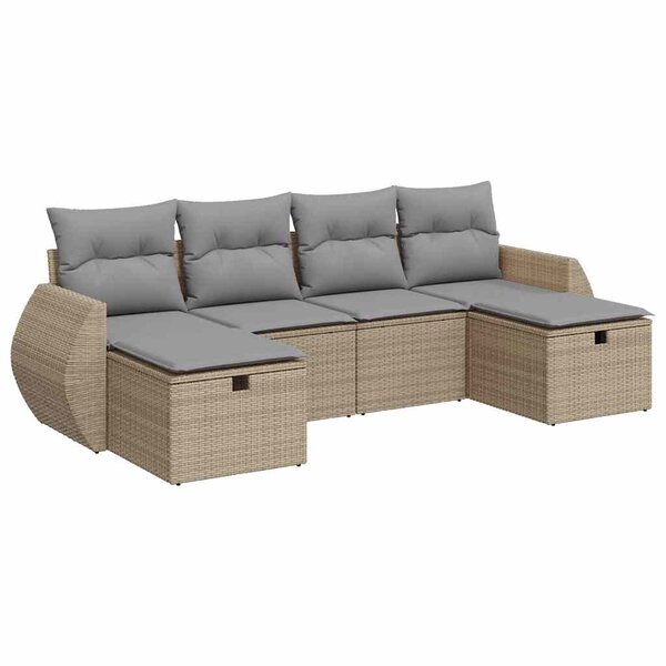 vidaXL Salon de jardin avec coussins 6 Pièces beige résine tressée