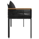 vidaXL Banc extérieur avec coussin Noir 117 x 54 x 74.5 cm polyrotin