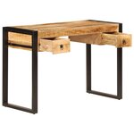 Bureau table meuble travail informatique avec 2 tiroirs 110 cm bois solide de manguier 0502080