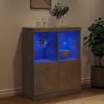 vidaXL Buffet avec lumières LED gris béton 81x37x100 cm
