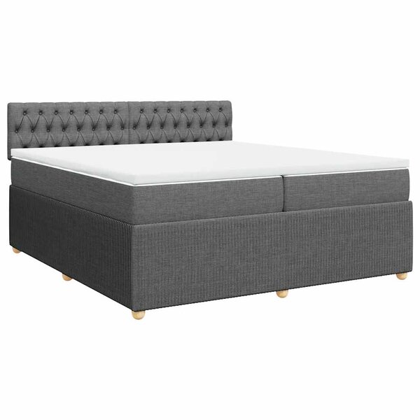 vidaXL Sommier à lattes de lit avec matelas Gris foncé 200x200cm Tissu