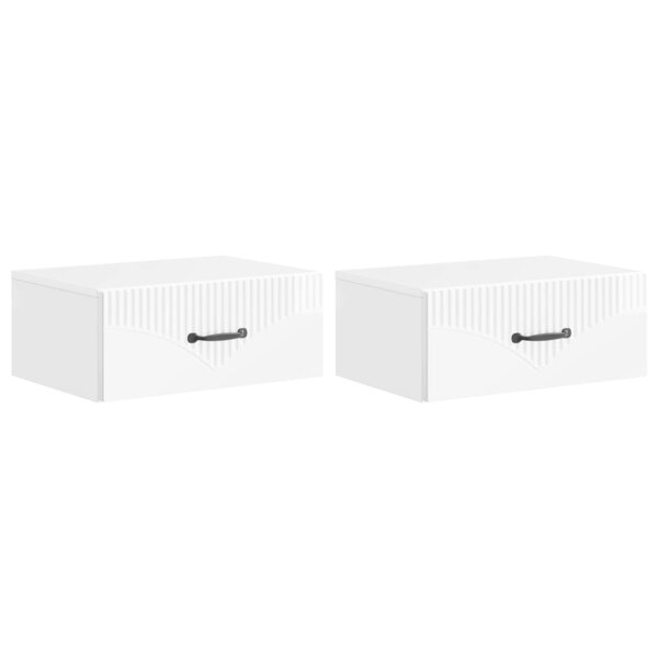 vidaXL Cabinet de chevet mural 2 Pièces Blanc brillant 49 x 34 5 x 20 cm
