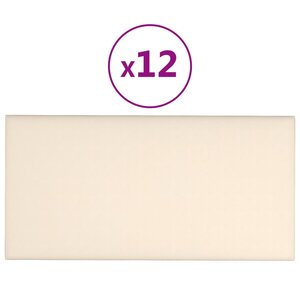 vidaXL Panneaux muraux 12 Pièces Crème 30x15 cm Velours 0 54 m²