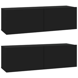 vidaXL Meubles TV muraux 2 Pièces noir 100x30x30 cm bois d'ingénierie