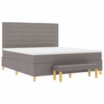 vidaXL Lit à ressorts avec tête de lit Taupe 180 x 200 cm tissu