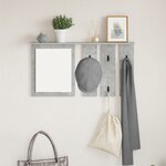 vidaXL Porte-manteau mural avec étagère Montage mural avec miroir Gris béton 85 x 10 x 45 cm