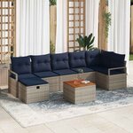 vidaXL Ensemble de canapé de jardin avec coussin 8 Pièces Gris polyrotin