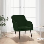 vidaXL Fauteuil Vert foncé 63x76x80 cm Velours