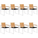 vidaXL Chaises de jardin lot de 8 avec coussins Bois de teck massif