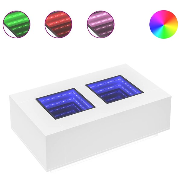 vidaXL Table basse avec LED infini blanc 116x69x40 cm