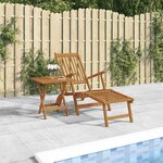 vidaXL Chaise longue d'extérieur repose-pieds et table Acacia solide