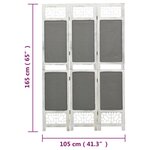 vidaXL Cloison de séparation 3 panneaux Gris 105x165 cm Tissu