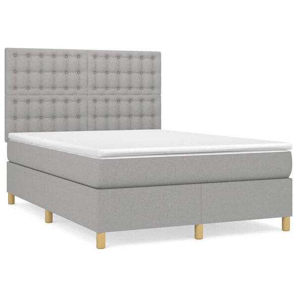 vidaXL Sommier à lattes de lit avec matelas Gris clair 140x190cm Tissu