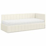 vidaXL Cadre de lit d'angle avec matelas 2 Pièces Crème Velours