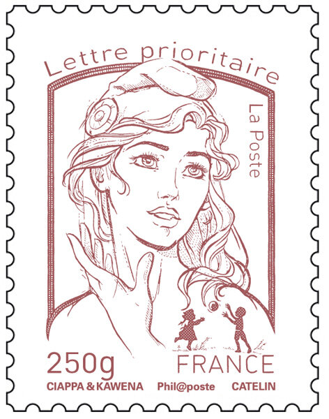 Timbre Marianne et la jeunesse - Rouge Brun
