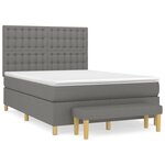 vidaXL Sommier à lattes de lit avec matelas Gris foncé 140x190cm Tissu
