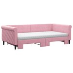 vidaXL Lit de jour avec lit gigogne et matelas rose 100x200 cm velours