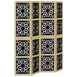 vidaXL Cloison de séparation 4 panneaux marron noir paulownia massif