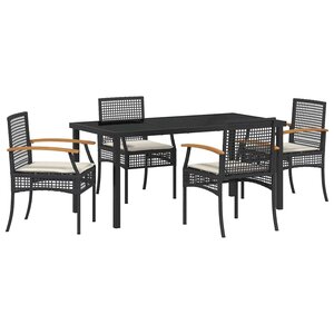 vidaXL Ensemble de salle à manger pour jardin 5 Pièces Noir Rotin