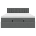 vidaXL Lit ottoman avec matelas et LED gris foncé 140x200 cm tissu