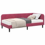 vidaXL Cadre de lit d'angle avec matelas Bordeaux 90 x 190 cm Velours