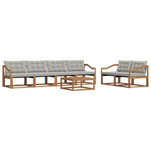 vidaXL Ensemble de canapés d'extérieur 7 Pièces Gris Naturel et Clair