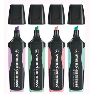 Surligneur green boss pastel  étui carton de 4 stabilo