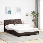vidaXL Cadre de lit avec LED sans matelas marron foncé 120x200cm tissu