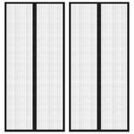 vidaXL Rideaux de porte anti-insectes 2 Pièces avec aimants noir 210x90cm