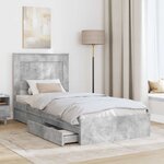 vidaXL Lit de Rangement Gris béton 75 x 190 cm Bois d'ingénierie