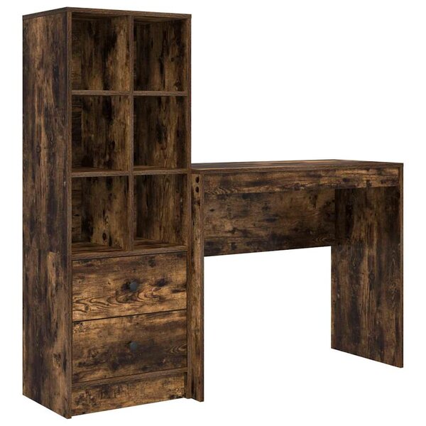 vidaXL Bureau avec tiroir 2 Pièces Chêne fumé