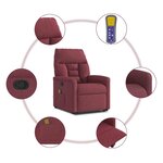 vidaXL Fauteuil inclinable de massage Rouge bordeaux Tissu