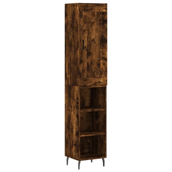 vidaXL Buffet haut Chêne fumé 34 5x34x180 cm Bois d'ingénierie